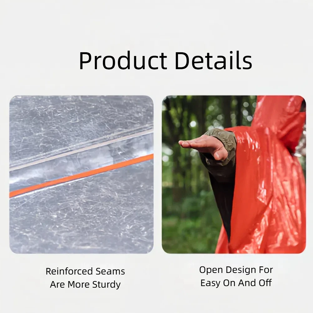 1/5Pcs Emergency Rescue Raincoat Raincoat Warm Raincoat Heat Reflective Waterproof Camping Hiking Wwarm Rescue Space Blanket