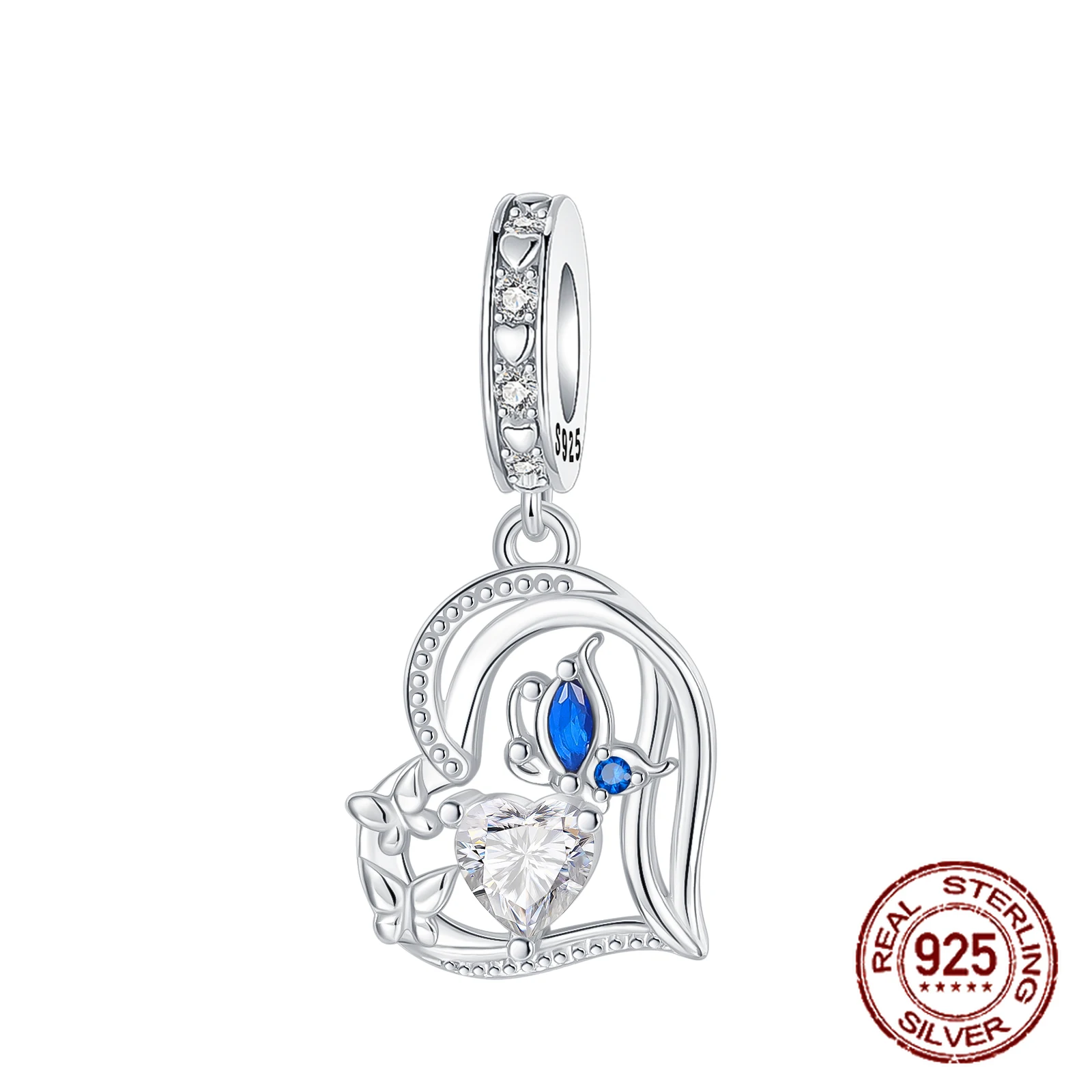 

Стерлингового Серебра 925, элегантный ажурный кулон в форме сердца-бабочки, подвеска, подходит для оригинальных браслетов, женские ювелирные изделия «сделай сам», подарок