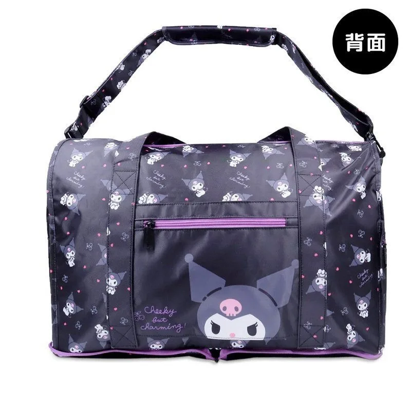 

The Japanese Kuromi foldable large-capacity travel bag can be hung on a suitcase, luggage bag, zipper and travel storage bag