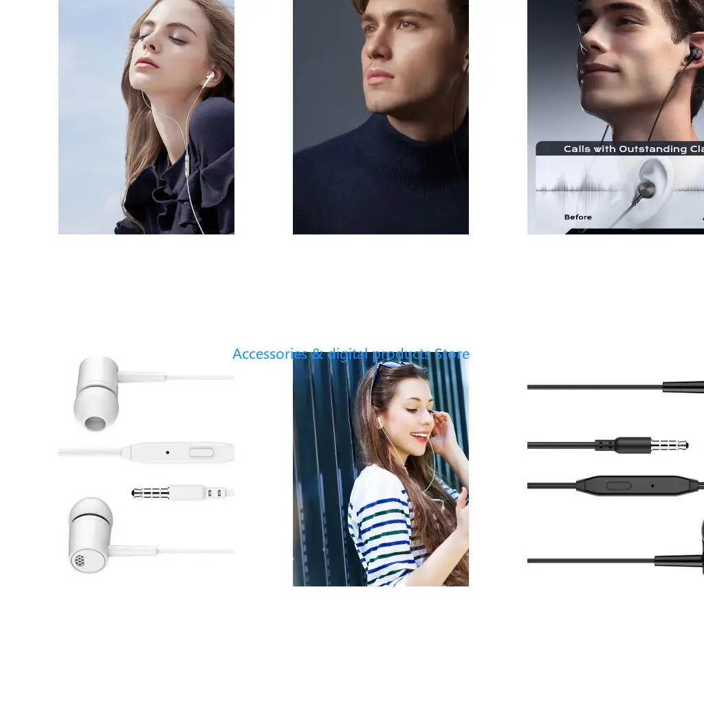 77JD Multifunction In Ear Headphones Mic 3.5mm Plugs for Computer Gaming Calls Music