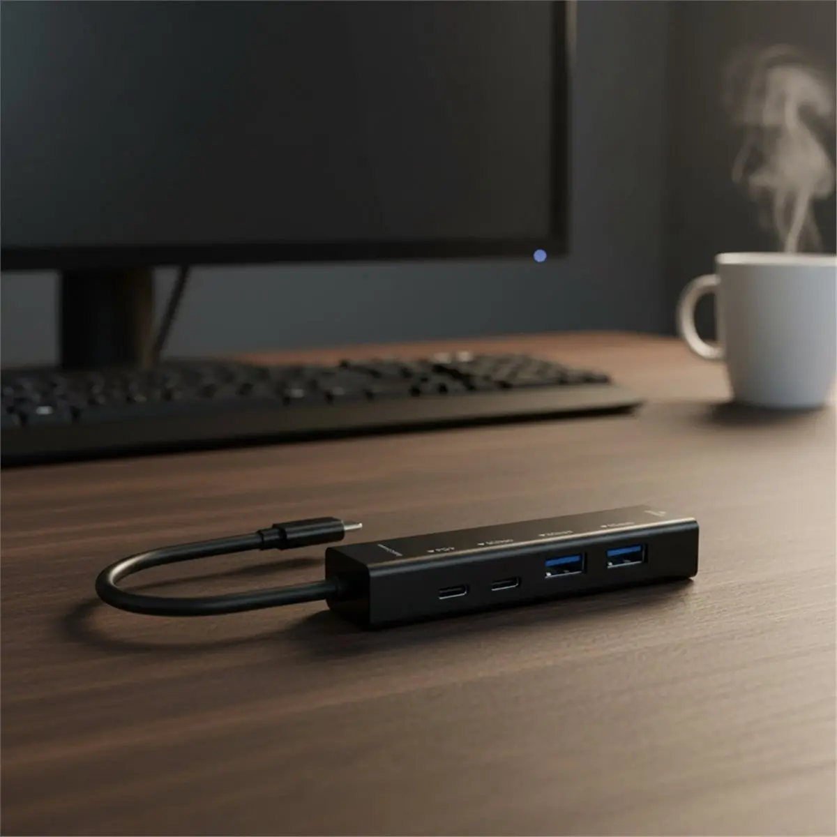 

PROMOTION~ 5 in 1 USB C HUB Docking Station Type C to USB3.0 5Gbps HUB Support PD 100W Charging 4K60Hz HDMI-Compatible Dock