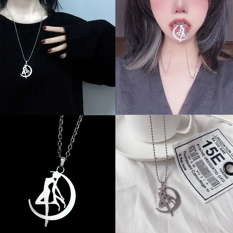 Sailor Moon Tsukino Usagi Jumping Di Collar de Hip Hop Personajes de Anime Hombres Mujeres Retro Pareja Colgante Accesorios Personalizados