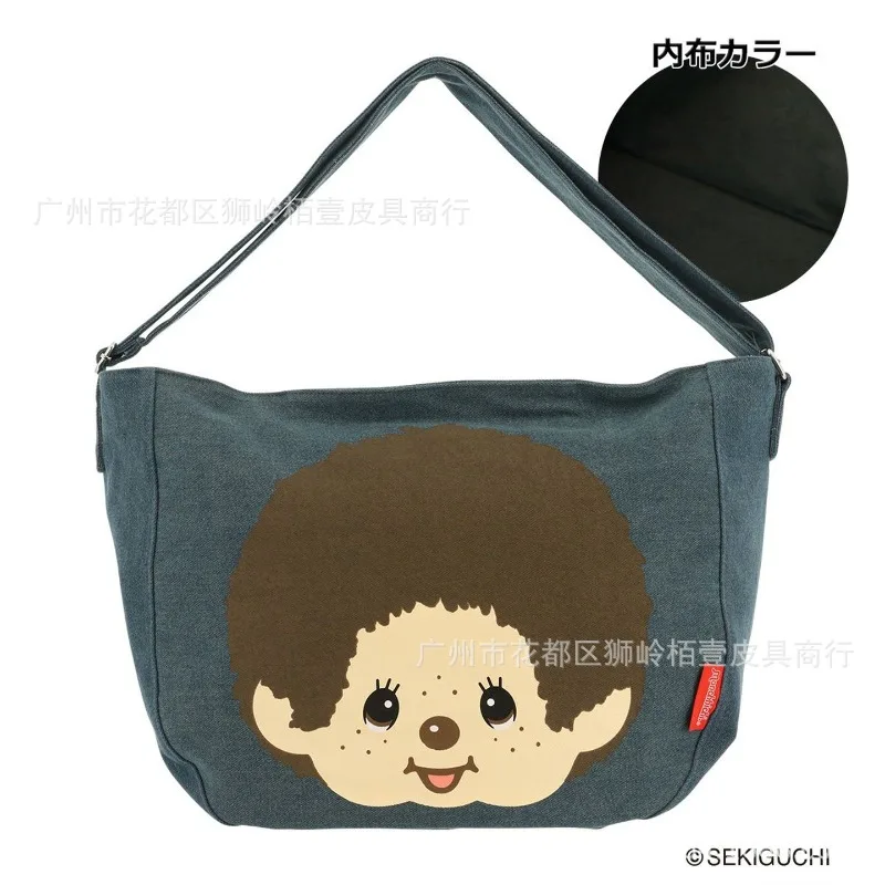 Симпатичная сумка-кроссбоди серии Monchhichi с вышивкой в виде мультяшных персонажей, универсальная и модная джинсовая сумка через плечо.