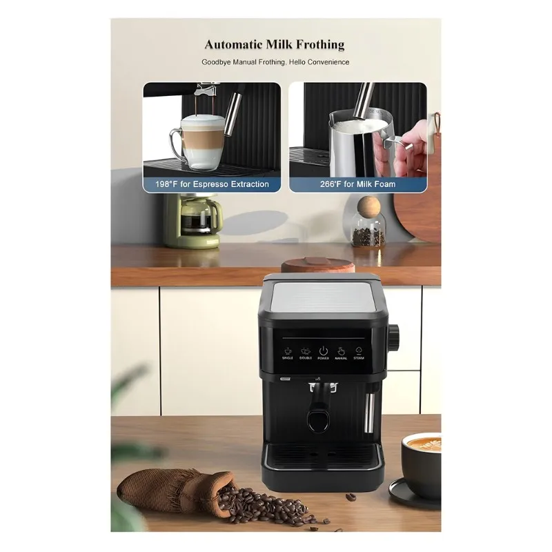 【TODAY ONLY】Electric Italian Expresso Coffee Machine 20 Bar Automatic Semi-Automatic EU Plug Espresso Machine Coffee Maker