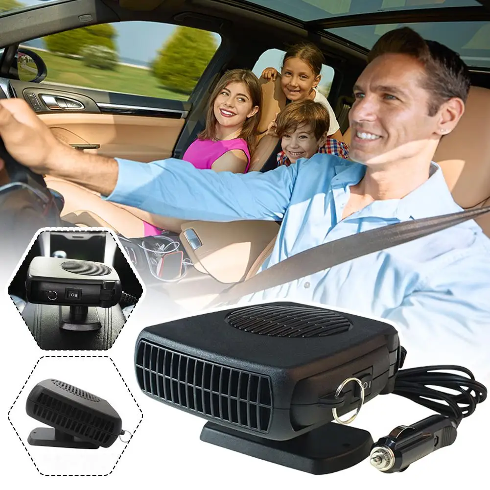 12/24 فولت سيارة سخان كهربائي مروحة 360 الدورية الزجاج الأمامي مروحة الزجاج الأمامي 1200 واط السيارات ديميستر مزيل الصقيع سخان كومبو مزيل الصقيع Q9W2 #2