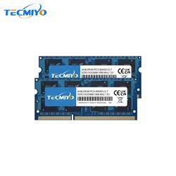 TECMIYO 2X4GB DDR3 1066 MHz SODIMM Pamięć RAM do laptopa DDR3 1,5 V PC3-8500S Non-ECC - niebieski