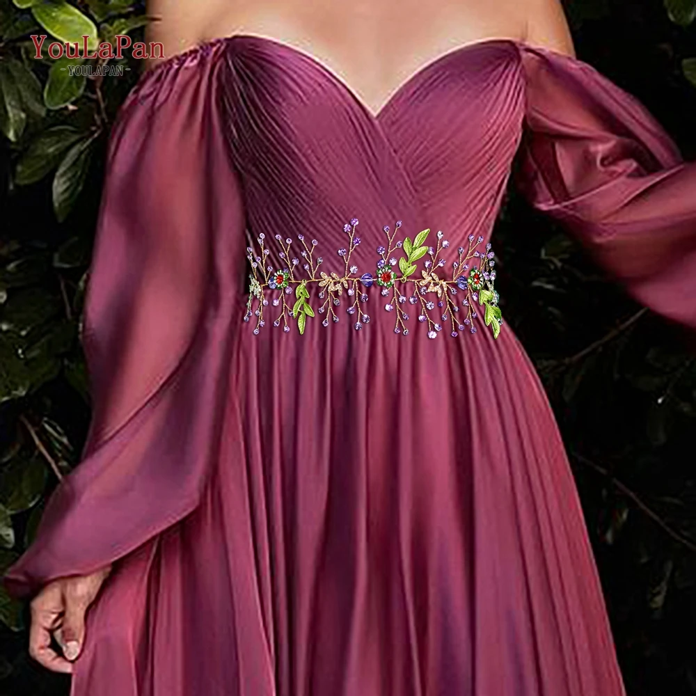 

YouLaPan Rhinestone Wedding Bride Dress Belt Women Banquet Party Gown Waist Accessories Rhinestone Belt Dancing Party Belt SH859