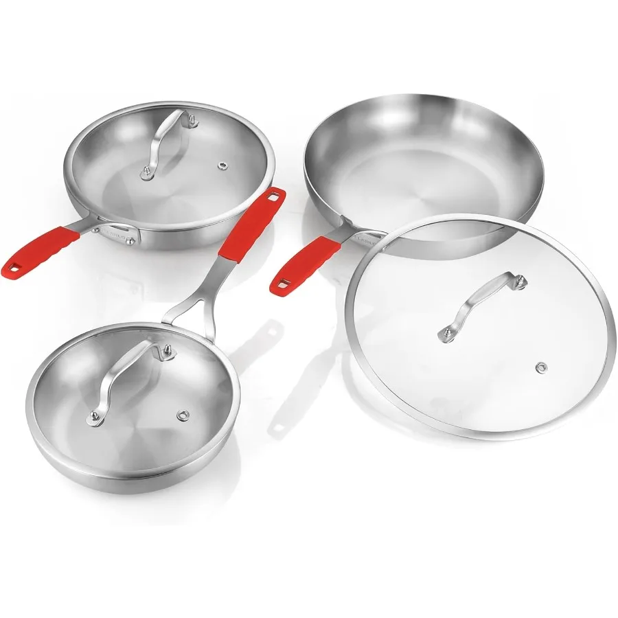 

Набор сковородок Triply из нержавеющей стали с крышкой 8, 10, 12, большие сковороды, индукционные сковороды и сковороды шеф-повара, набор кухонной посуды Fr