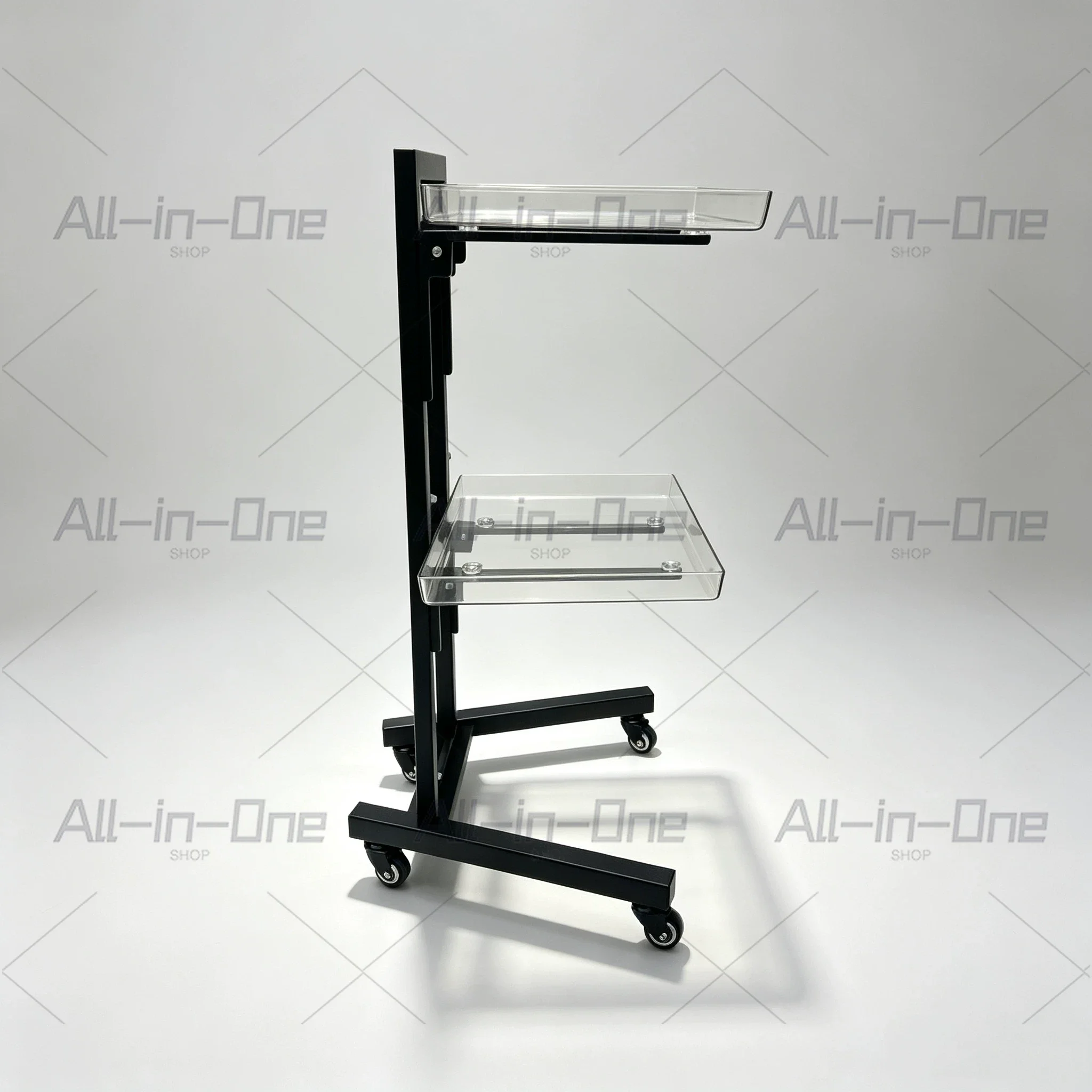 Multi-Function Stainless Steel Rolling Cart - Foldable 2-Tier Trolley for Salon, Supermarket & Professional Workbench