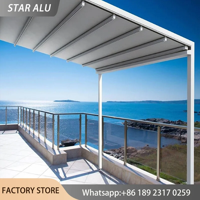 Freestanding Retractable Roof Pergola Motorized PVC Canopy Heavy Duty Outdoor Patio Shelter Waterproof Rain Sunshade Garden Tent