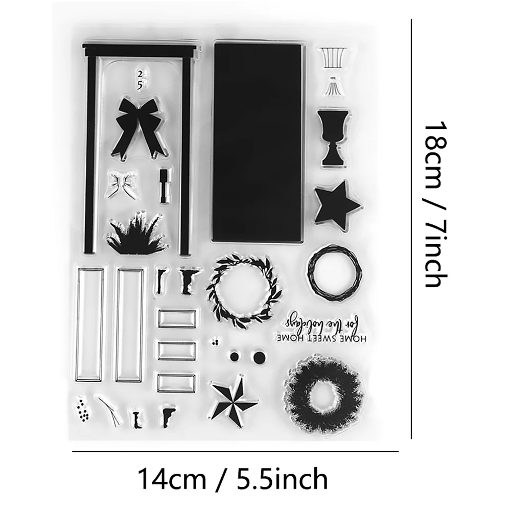 Holiday Door Decor Clear Stamps and Cutting Dies For DIY Craft Making Christmas Card Photo Album Scrapbooking Decoration Templat