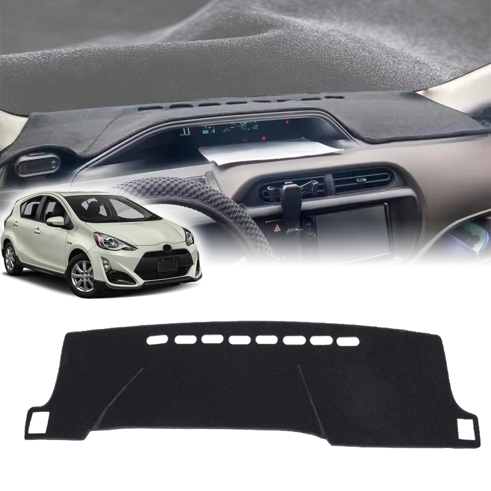 

fit for Toyota Aqua Prius C NHP10 2019-2012 Dashmat DashMat Sunshade Dashboard Cover Pad Protective Carpet Leather Accessories