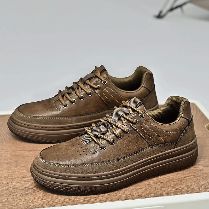 

Autumn New Men Board Shoes Breathable Casual Retro Soft Sole Anti Slip Height Increasing Niche Design Sports Fashion Shoes