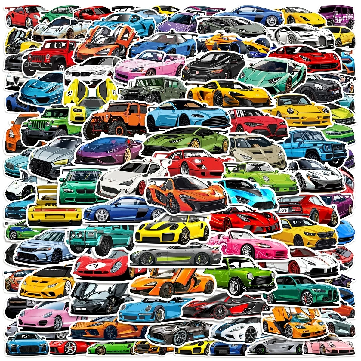 100 Stück Auto-Doodle-Aufkleber, keine Wiederholungen, wasserfeste Vinyl-Aufkleber für Notebook, Gepäck, Laptop, Handyhülle, DIY-Sammelalbum