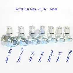 JIC37 7 Pack Hydraulic Swivel Run Tees 9000PSI / 600BAR Hydrulic Tee Connector Tester Tee Coupling Set for excavator