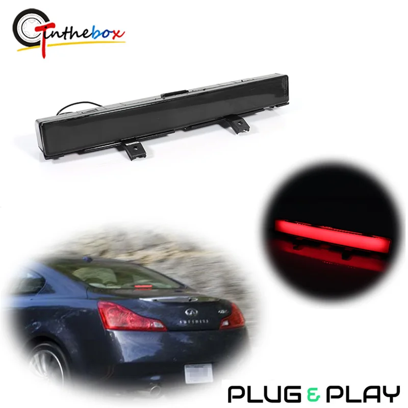 

Gtinthebox 1PC Smoked / Red Lens Red LED Car High Mount Third 3rd Brake Stop Light Tail Light For INFINITI G25 G35 G37 2007-2013