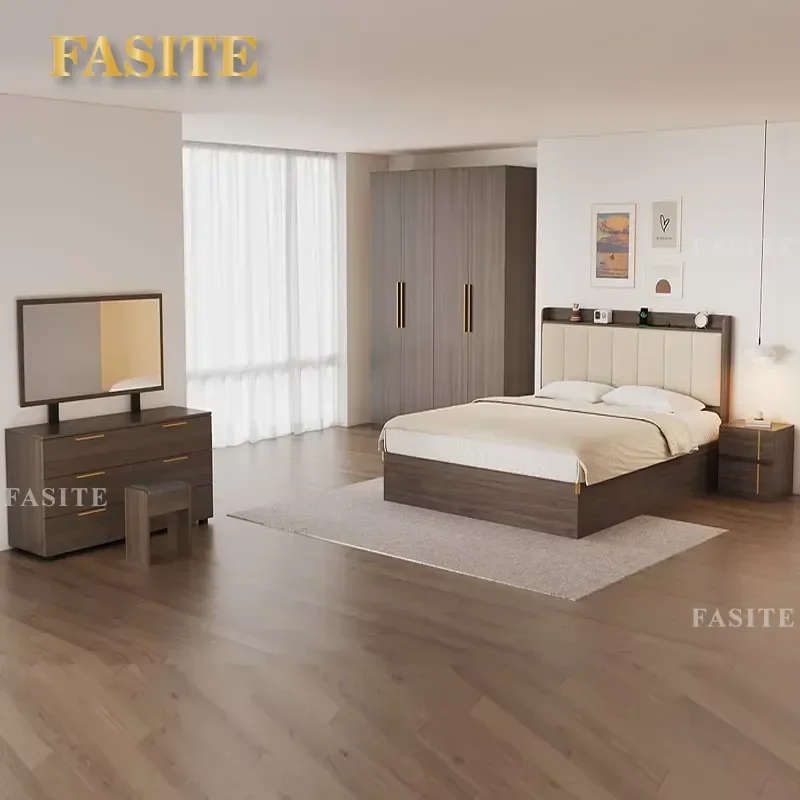 For Hotel Luxury Wooden Bedroom Furniture Set Full Melamine Lockers Low Price Home Decor