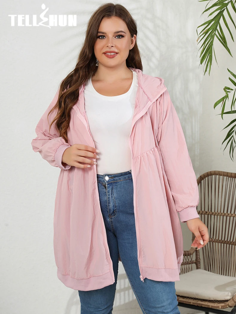

2023 New Spring Medium Long Sun Protection Clothing Femal Thin Jacket Loose Hooded Coat Windbreaker Women Large Size