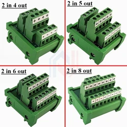1Pcs/lot DIN Type Screw Terminal Block Multi-In/Out PCB Distribution Box Parallel Power Cord Splitter Connector for Wiring