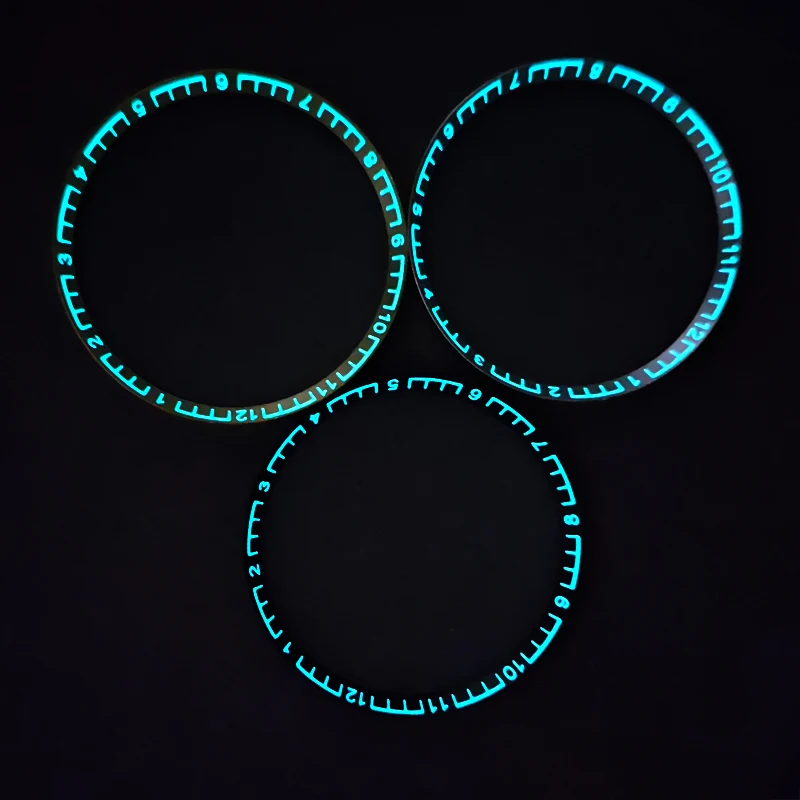 الأزرق والأخضر مضيئة ساعة الفصل الدائري 30.5 مللي متر المعادن صالح SKX007 SKX009 ساعة اكسسوارات لحركة NH35 NH36 7S 4R