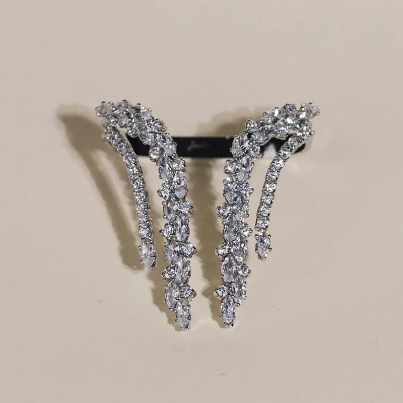Stonefans Two Finger Cubic Zirconia Rings Adjustable Jewelry for Women Luxury Designer Jewelry Wedding Ring Bride Accesorios