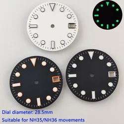 28.5mm dial NH35 dial suitable for NH35/NH36 movement black/white/black orange dial