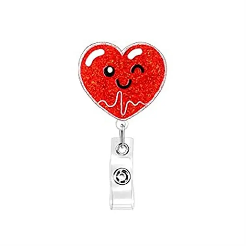 Human Organs Retractable Badge Reel Alligator Clip Name Tag ID Badge Holder Lightweight Glitter Easy Pull Buckle Hospital