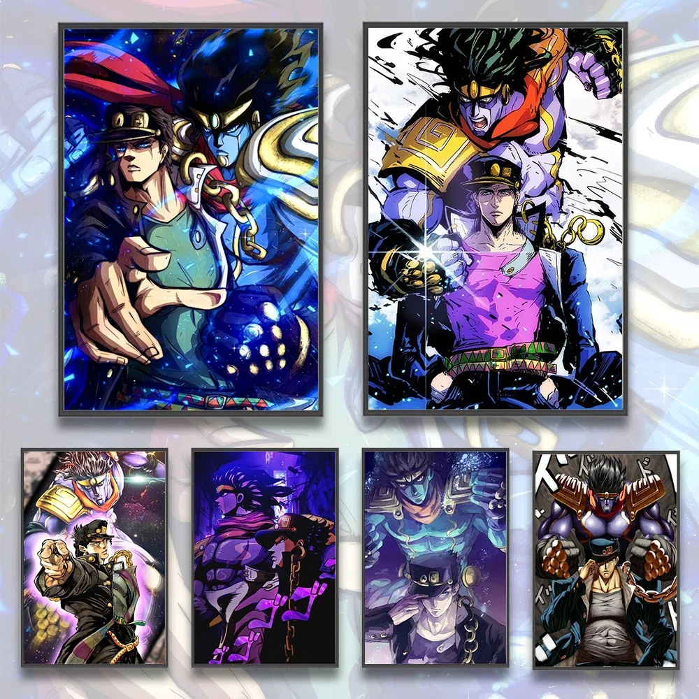Póster autoadhesivo de Anime JOJO Bizarre Adventure, figuras, decoración del hogar, pintura, arte de pared, sala de ordenador, papel tapiz de Jotaro Kujo