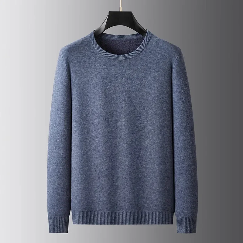

2025 Новый мужской весенне-осенний вязаный свитер с круглым вырезом, теплый высококачественный мягкий повседневный модный повседневный топ