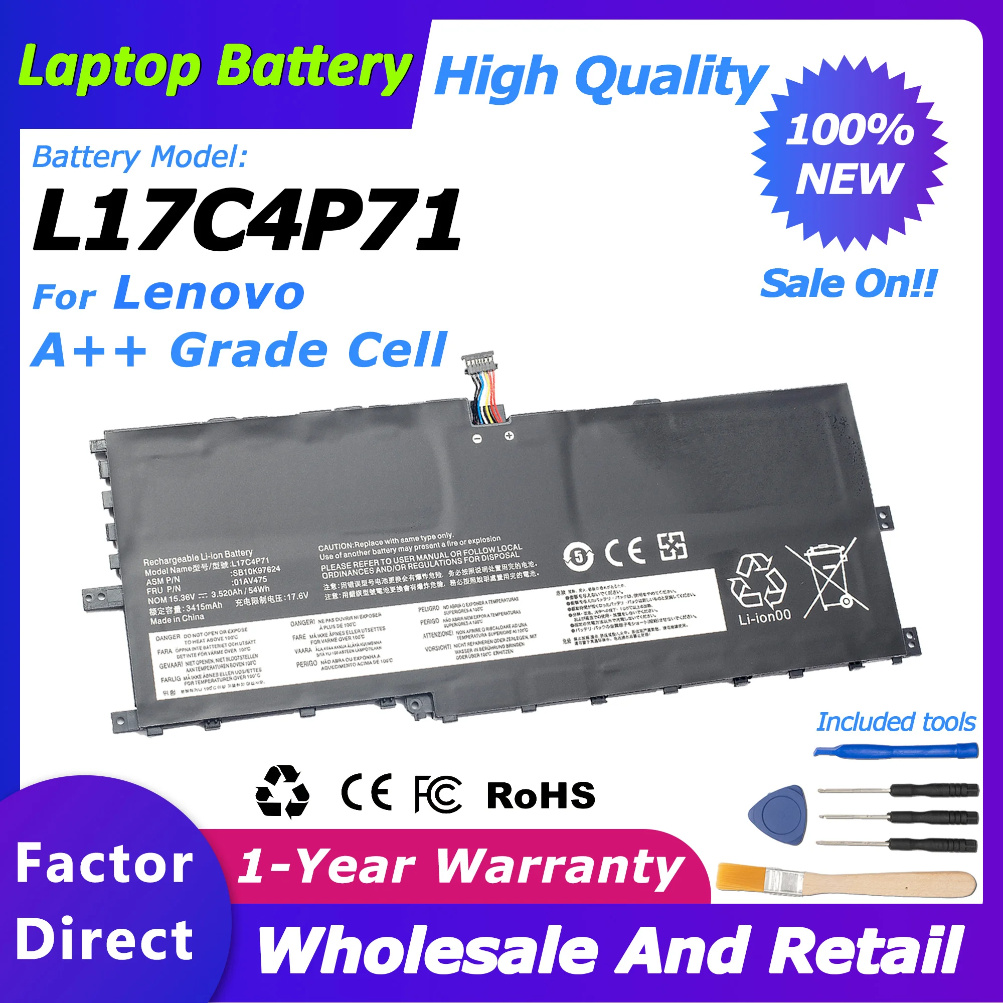 

L17C4P71 Новый оригинальный аккумулятор SB10K97624 для Lenovo X1 Yoga 2018 TP00076D/01AV475 аккумулятор 3520 мАч