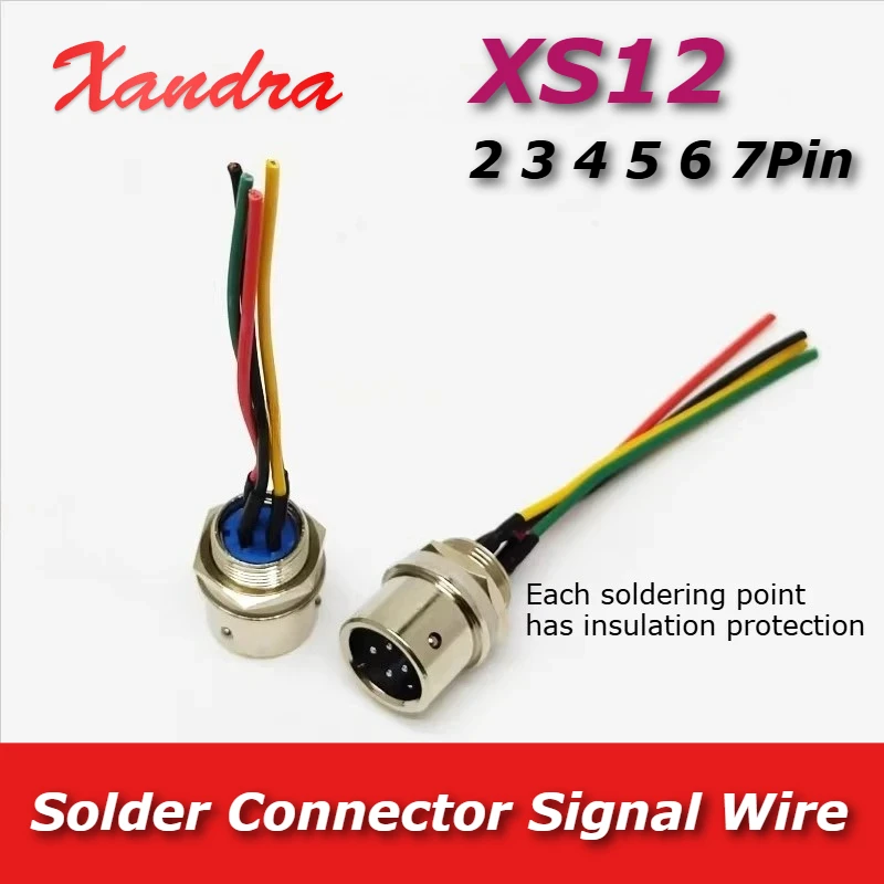 Soldering XS12-2Pin 3Pin 4Pin 5Pin 6P 7 Pin Aviation Plug Sensor Extension Cable XS12 Male/Female Power/Signal Connection Cable