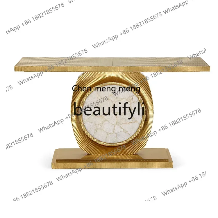 

American golden corridor entrance table, high-end new console, modern end view table