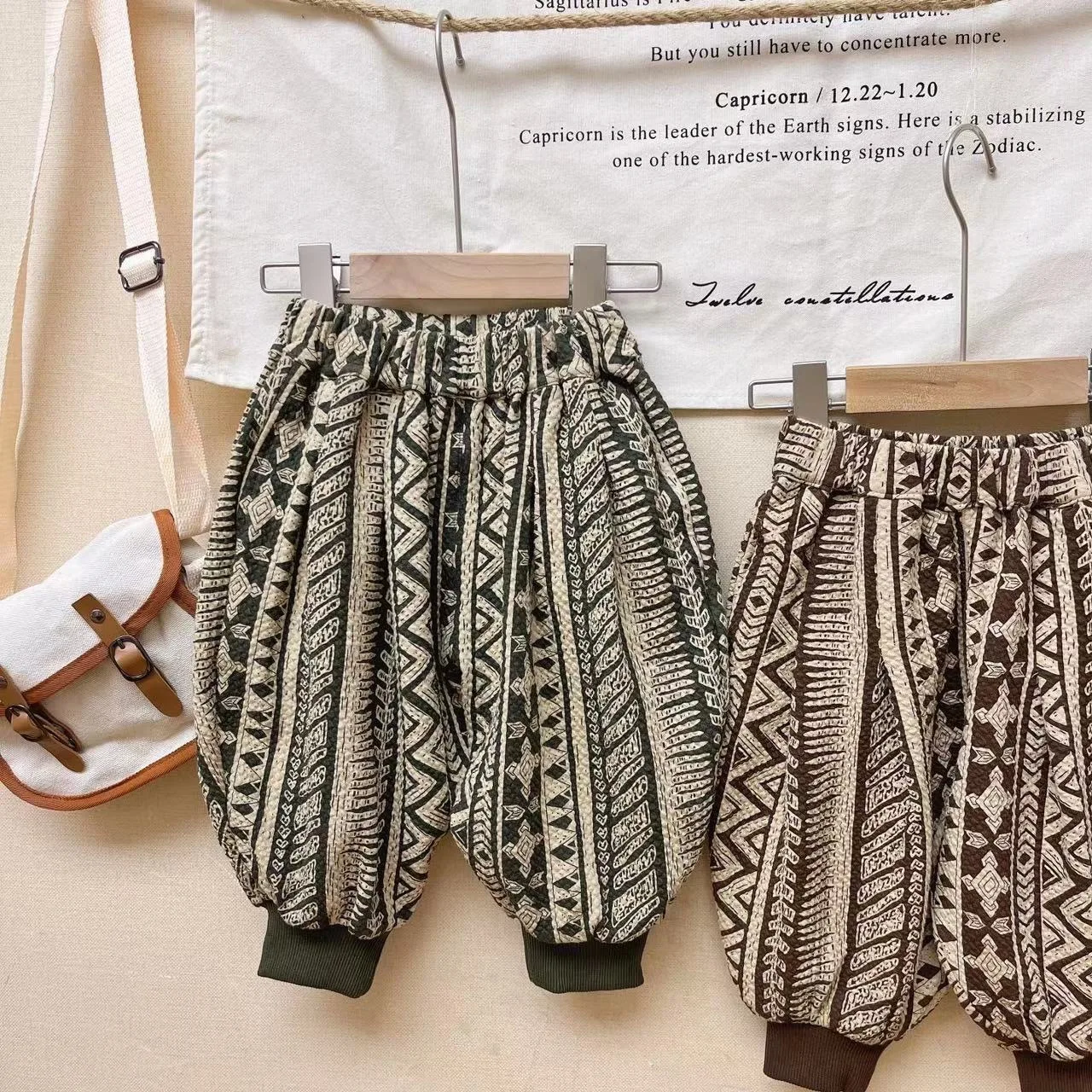 

Korean Autumn Children Boys Trousers Loose Retro Kids Babys Boys Printed Lantern Pants Casaul Elastic Waist Toddler Boys Pants
