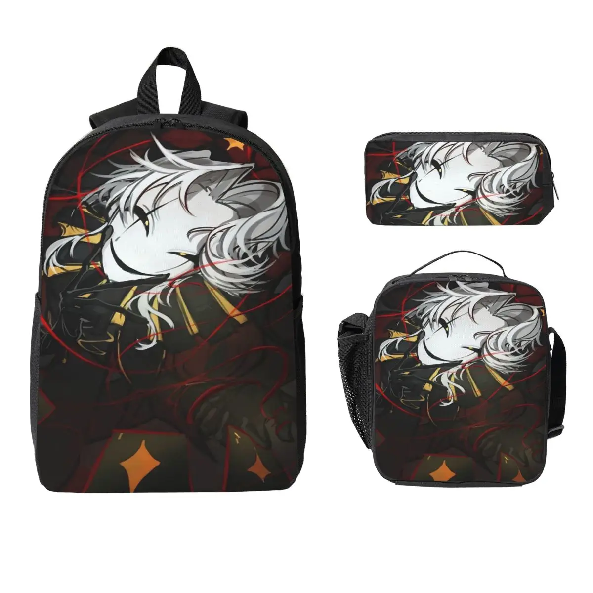 3Pcs Pierrots The Freak Circus Prints Backpack Set for Boy Girl Pencil Boxes Bookbag Sets with Lunch Box For School Knapsack