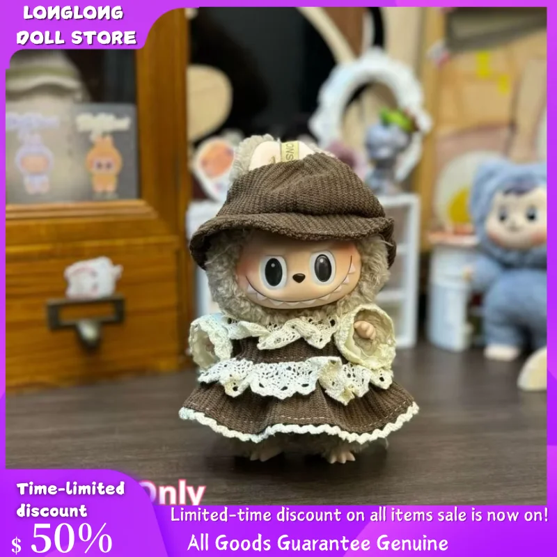 

For Labubu Clothes Are Suitable Labubu V1v2 Wearing Brown Dress Hat Can Expose The Ears Cute Cartoon Design Children Gifts Toys