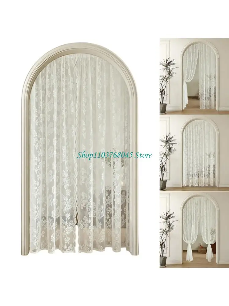 R53F Sheer Plain Decorative Curtains Small Door Curtain Rod Pocket Festives Curtain