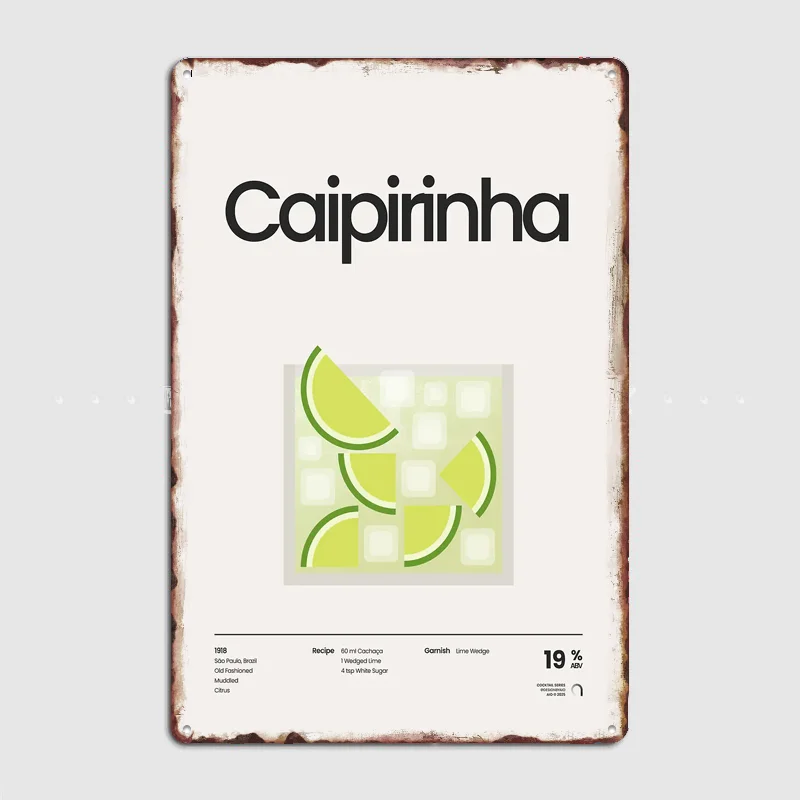 Caipirinha Cocktail Drink Poster Retro Metal Custom Sign Pub Club Room Decoration Bar Posters Indoor Home Wall Decor