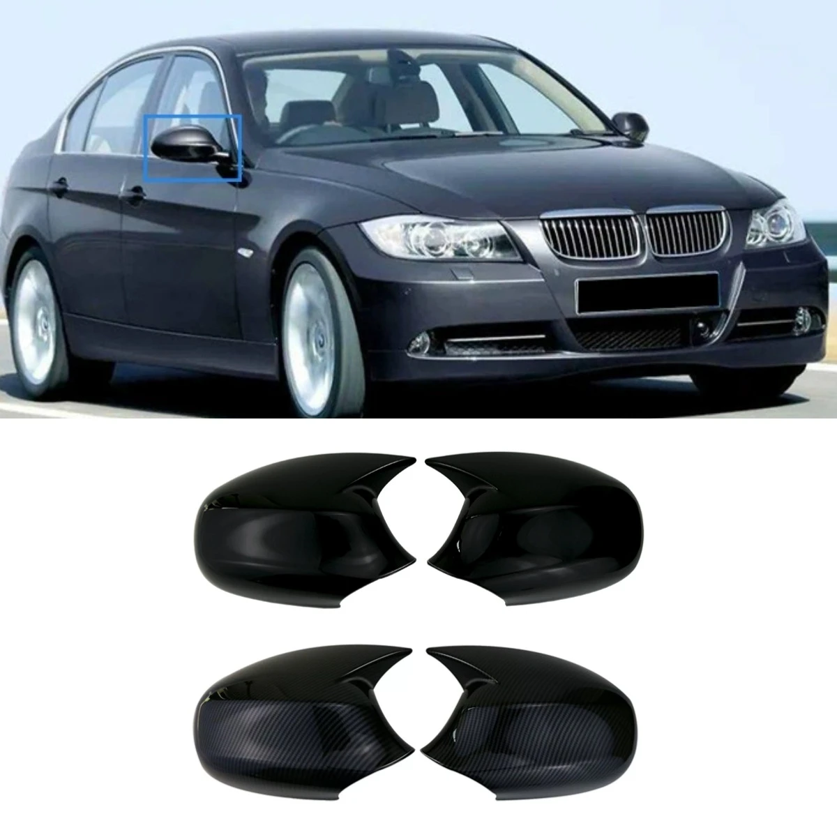 

Car Rearview Cover Protect Side Mirror Cover Caps For BMW 3 Series E90 E92 E93 E81 E82 E87 2008-2011 Body Kit Car Accessories