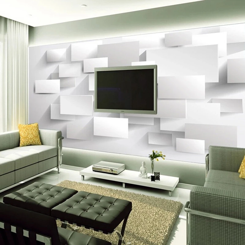 Custom Modern 3D Mural Box 3D Cube Self Adhesive Wallpaper Art Bedroom Geometry Living room sofa TV background wall restaurant