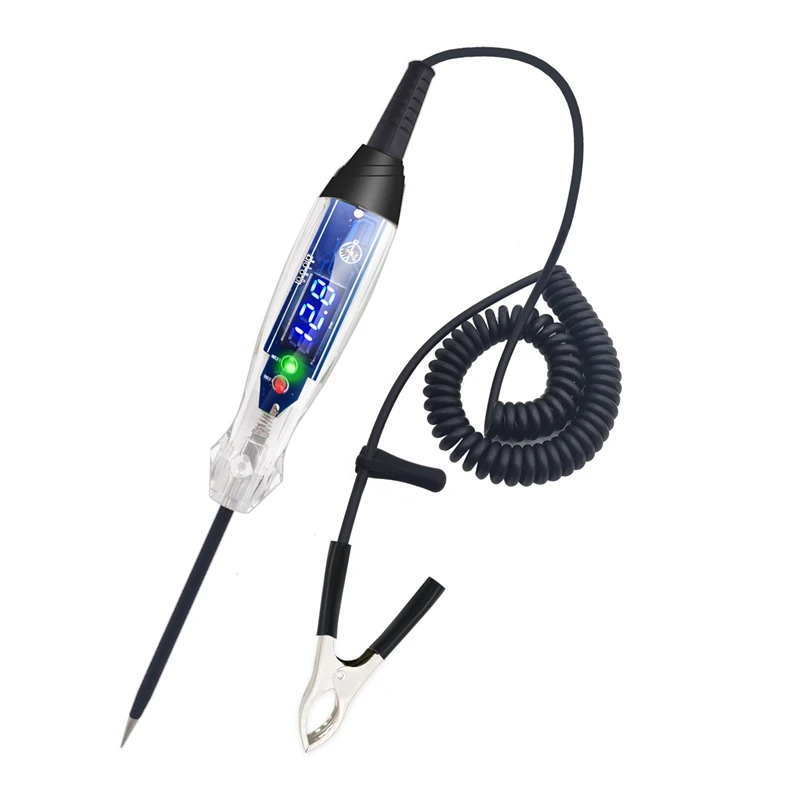 Car Test Light Black Voltage Test Pen 4-60V DC Digital LED Circuit Tester, Lamp Tester With Voltmeter, Automatic Voltage Tester