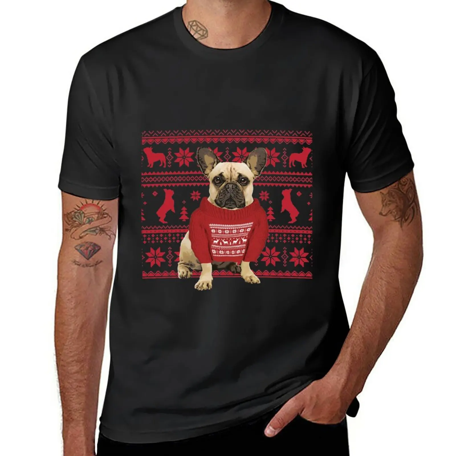 French Bulldog Christmas gifts and christmas sweater T-Shirt Blouse plain t-shirt graphic t shirts mens white t shirts