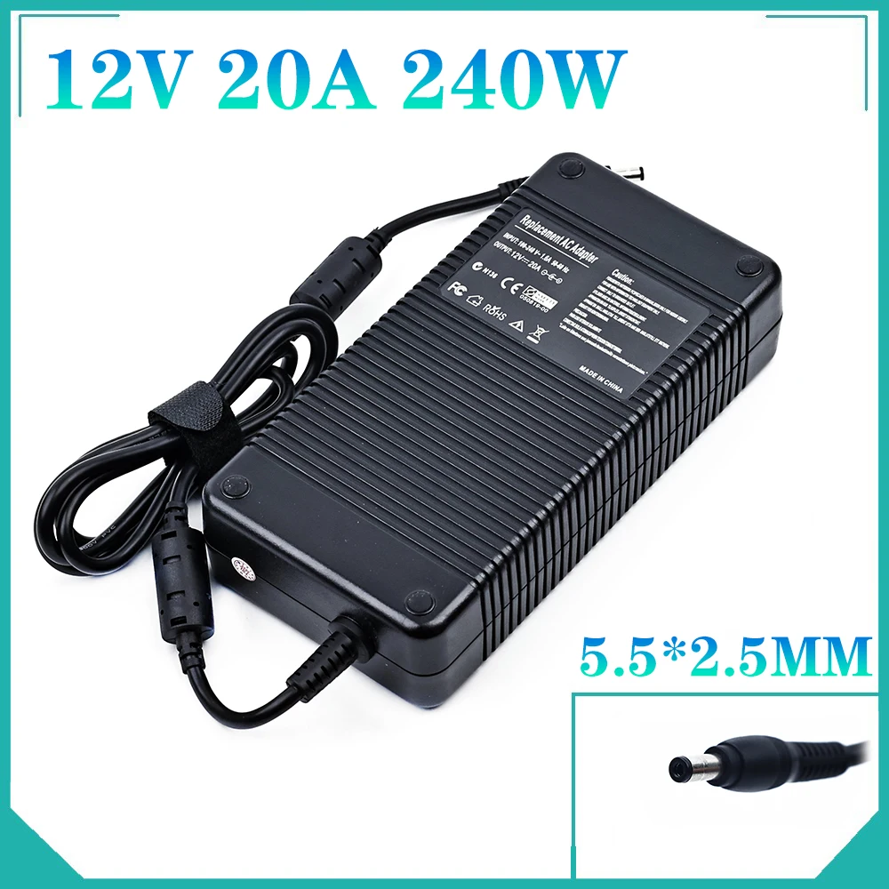 Adaptador de corriente para Delta, 12V, 20A, EADP-240AB B, 5,5x2,5, con resorte, 240W