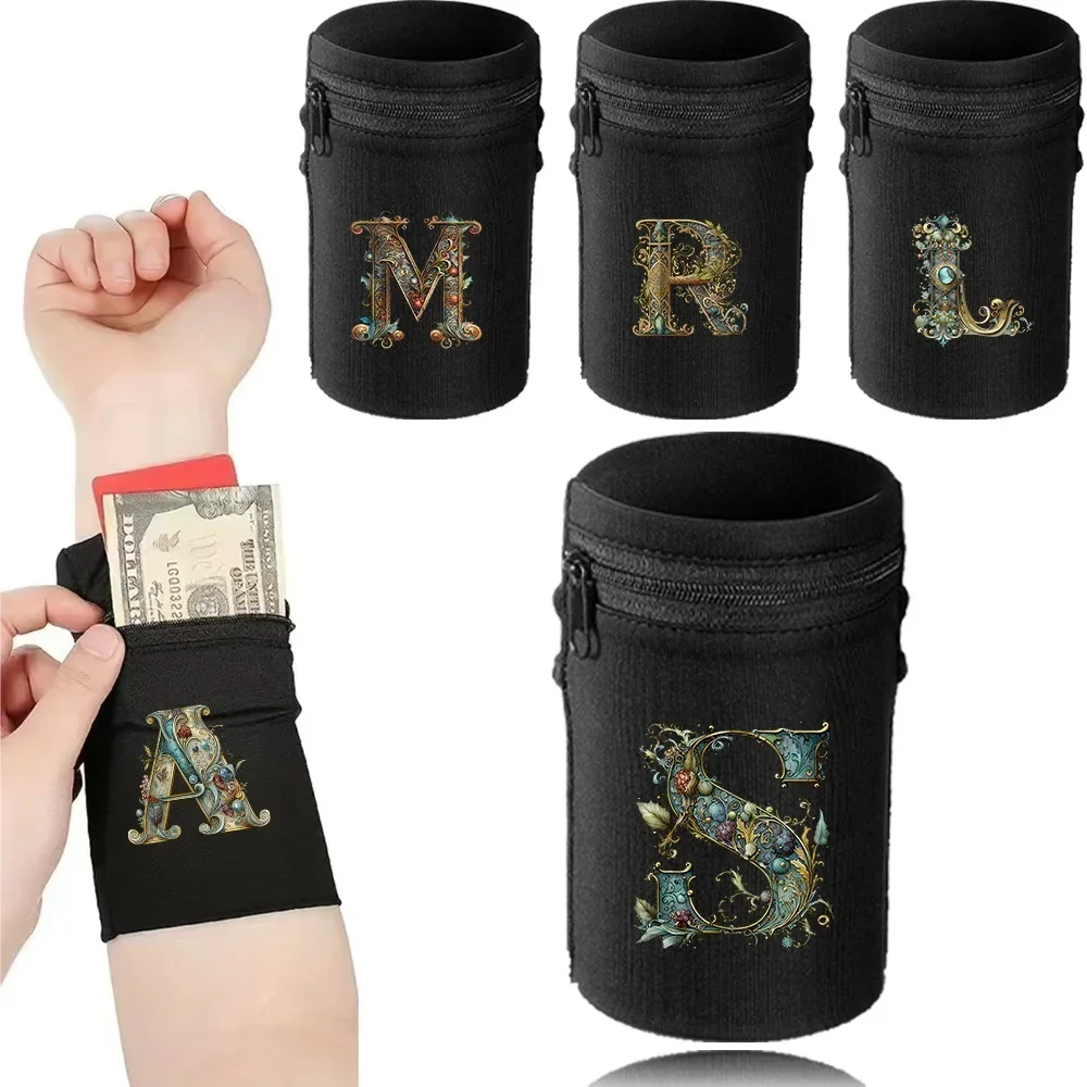 Sports Wristband Bags Protector Running Sport Safety Black Series Support Brace Wrap Wristband Graphic Letter Style Wrist Bag