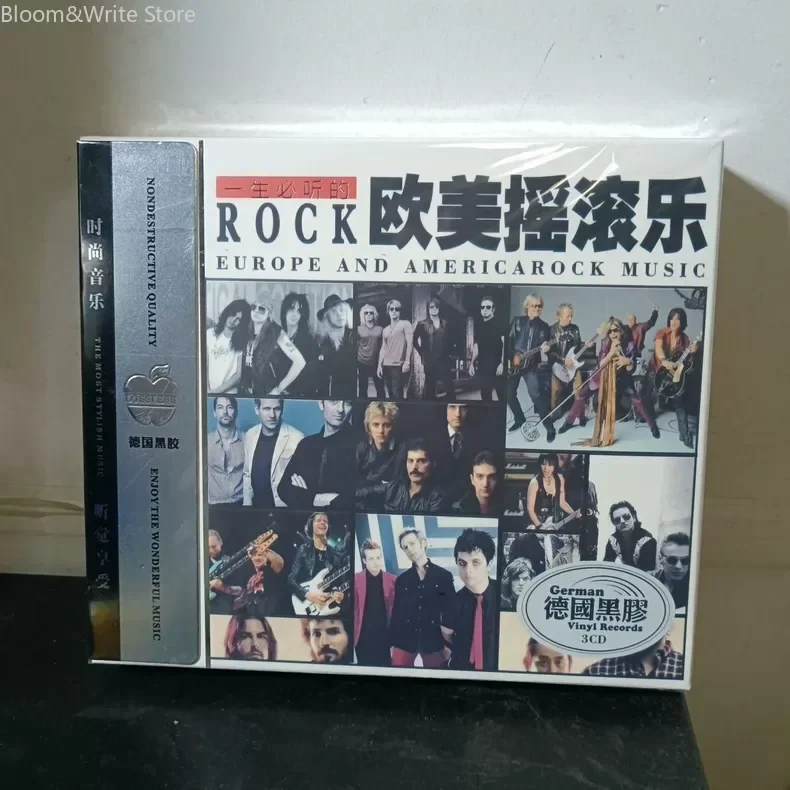 Must‑Listen European & American Rock Music 3CD Box Set, Fashion Home & Car Audio Compact Disc Collection