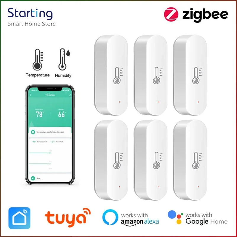 

Датчик температуры и влажности Zigbee с Яндекс-Alexa Tuya Smart Life, внутренний гигрометр, термометр