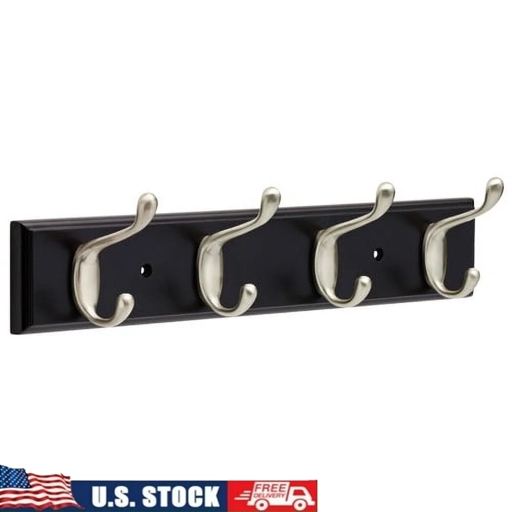 

Heavy Duty Coat Rack with 4 Zinc Hooks Premium Wood Finish Home Entryway Durable Wall Mounted Organizer 35lbs Capacity