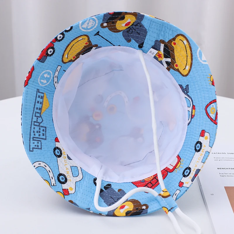 2023 New Fashion Summer Kids Bucket Hat Bob Toddler Baby Cartoon Print UV Protection Fishing Cap