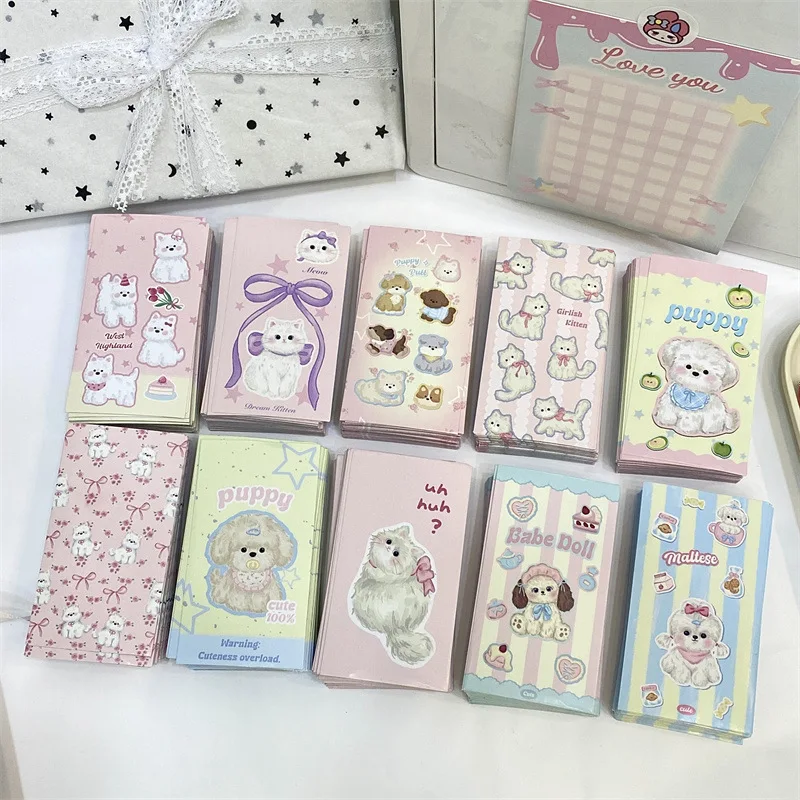 100pcs Hand-painted Ins Cat and Dog Sealing Sticker Cute Cream Sealing Sticker Packing Out Card Hand Account Special Sticker