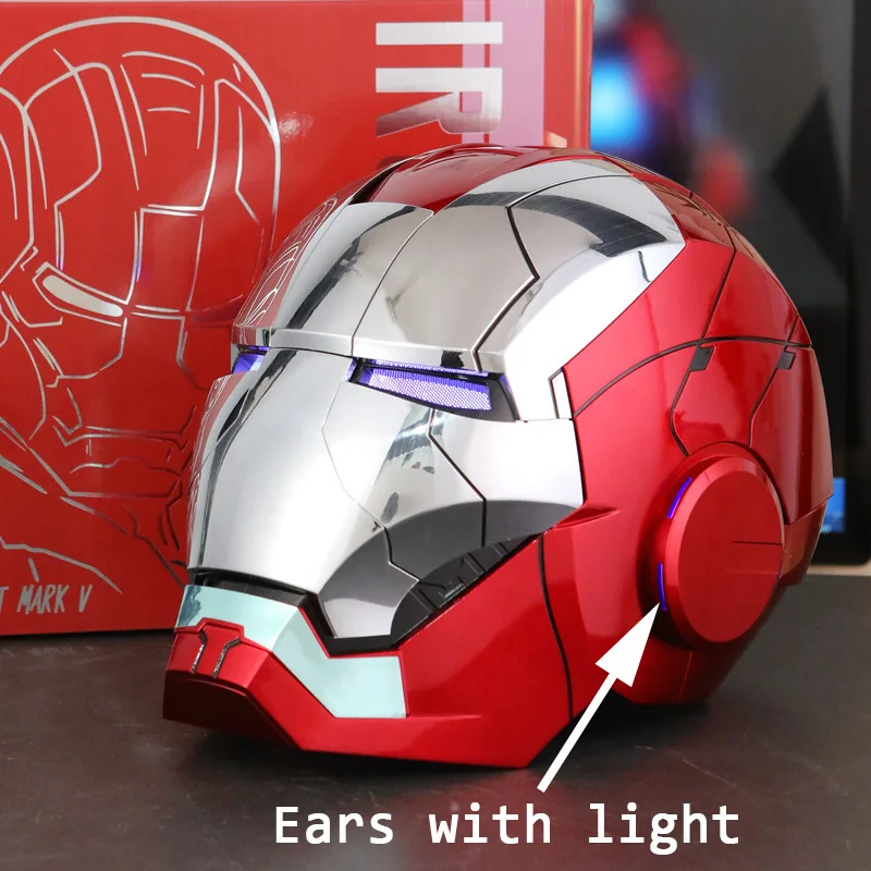 Mk5 Helmet Iron Man 1/1 4pieces Electric Voice Activated Remote Control Wearable Mask Automatic Helmet With Led Light Kids Gift