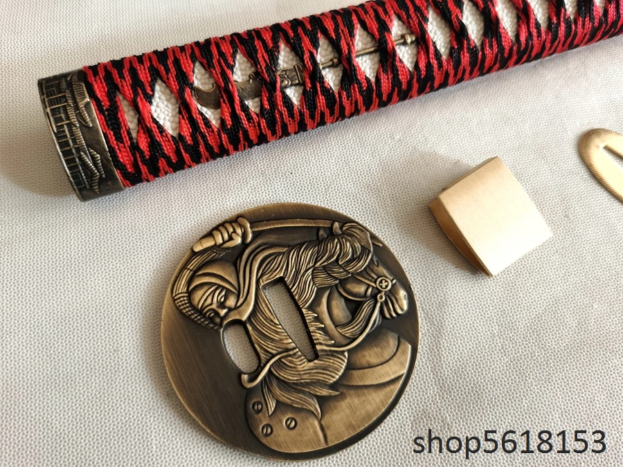 26cm red black  handle alloy gold dragon tsuba Seppa Habaki Bamboo Nail for japanese sword's katana wakizashi tanto